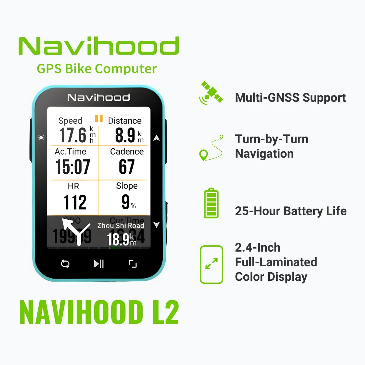 Navihood L2 GPS Bike Computer with Navigation