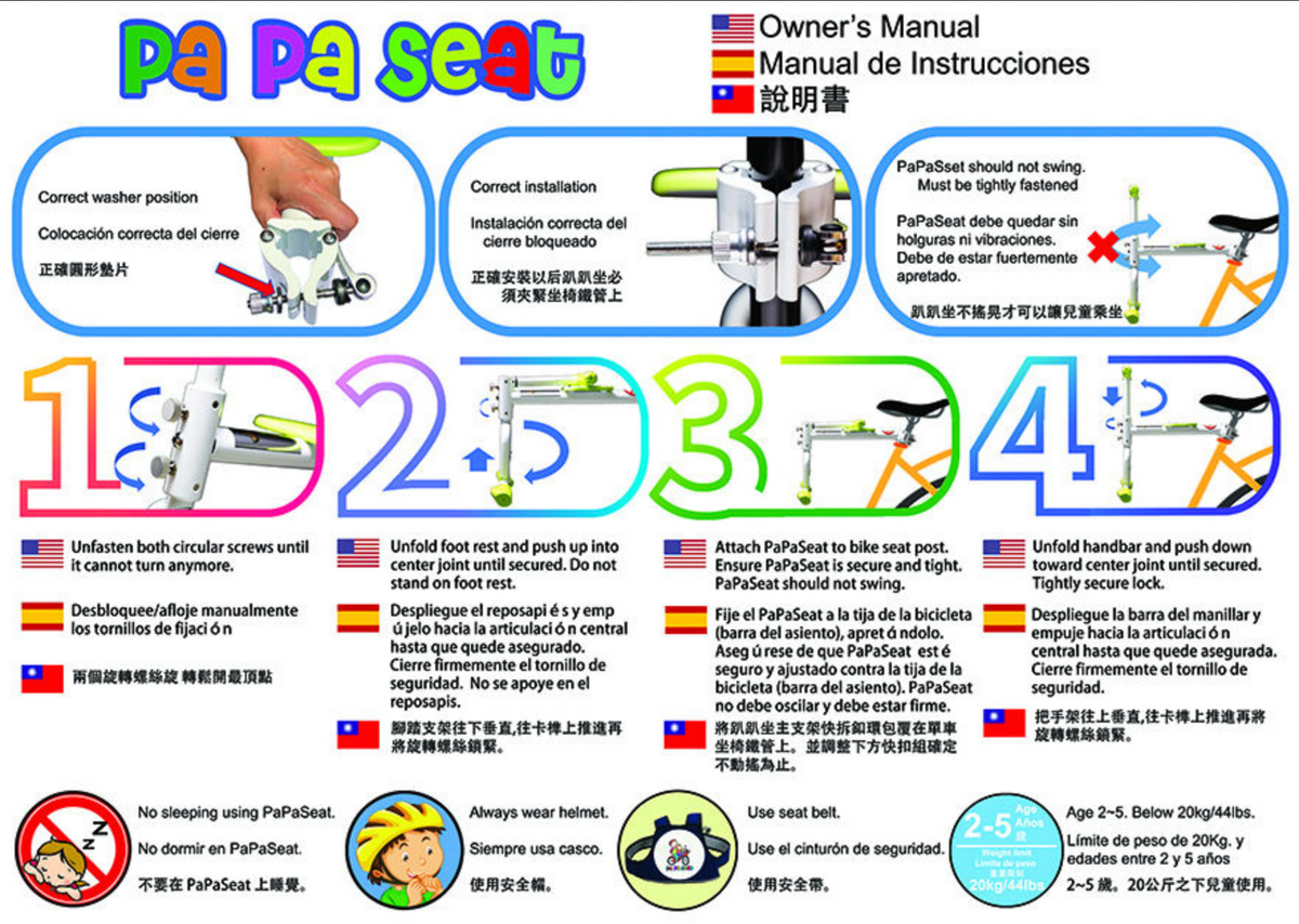PAPA Seat Portable Foldable Child Bike Seat