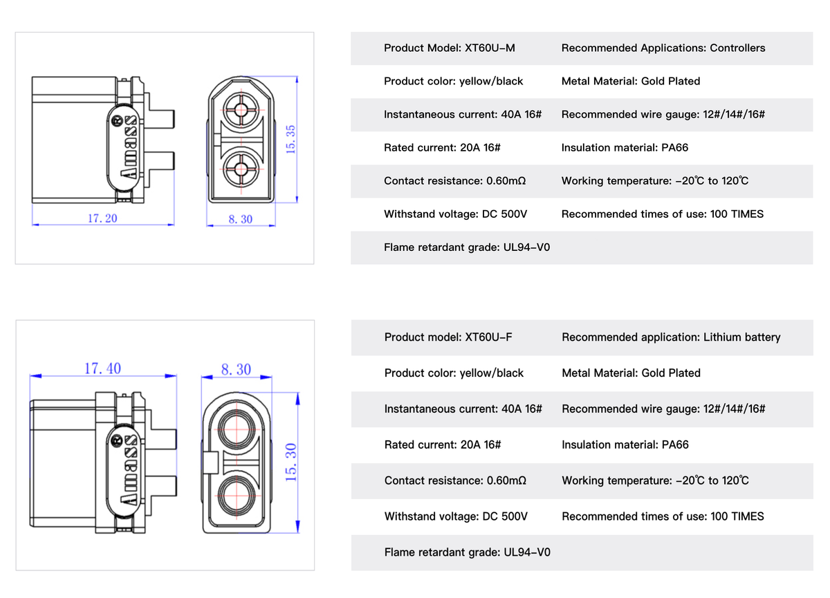 Connectors/Plug - XT60U