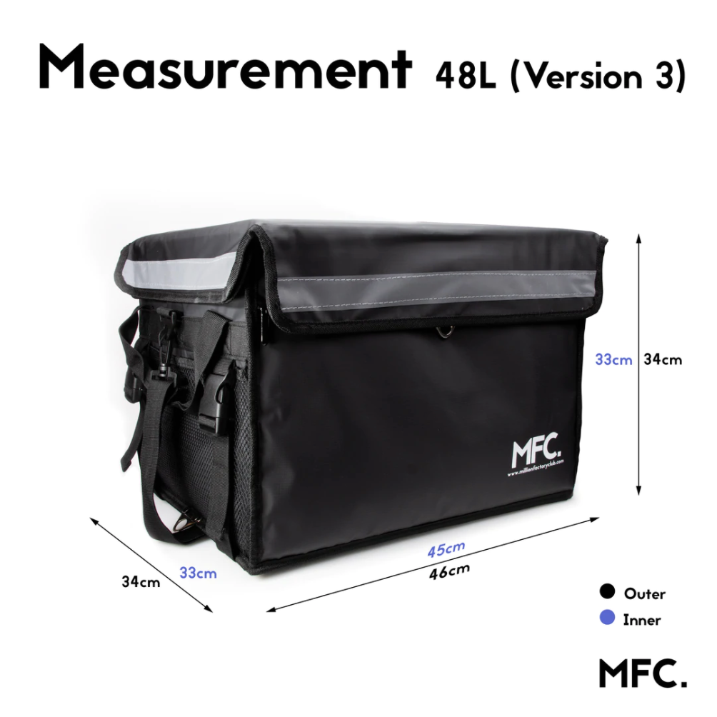 MFC 48L MAGNETO V3 Series Magnetic and Zip with Lock Ring Sling Food Delivery Thermal Bag