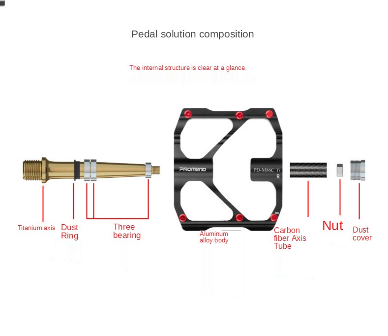 Promend Titanium Carbon Fiber Pedal MTB - M86C TI