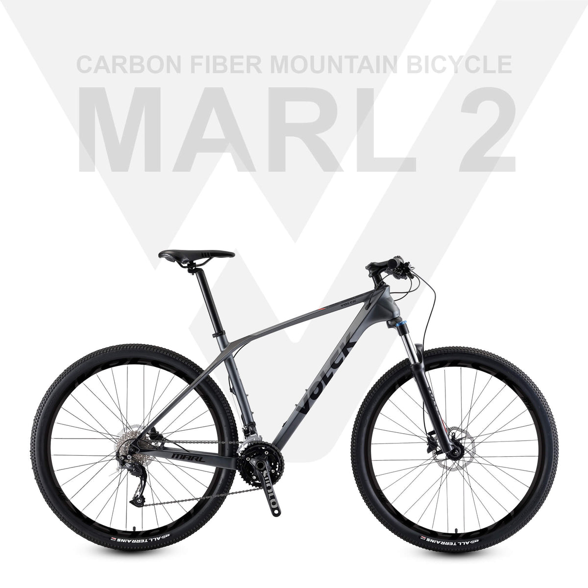 VOLCK Marl 2 Carbon Fiber Mountain Bike (27.5" x 17") - Black/Gray