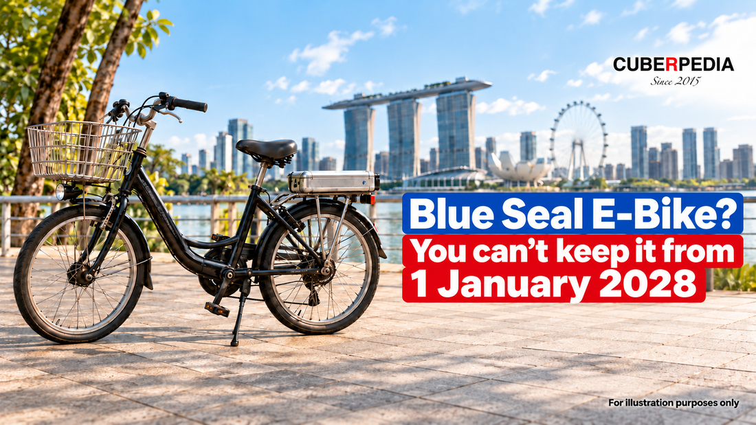Illustration of a power-assisted bicycle in Singapore for the Blue Seal PAB phase-out from 1 January 2028. For illustration purposes only.
