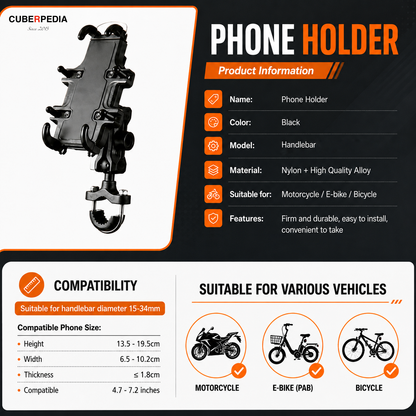 Motorcycle Phone Holder w Anti Theft [Set C]