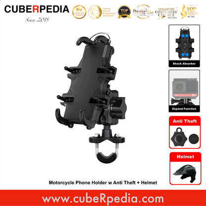 Motorcycle Phone Holder w Anti Theft + Helmet [Set D]