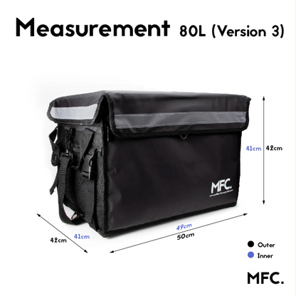 MFC 80L MAGNETO V3 Series Magnetic and Zip with Lock Ring Sling Food Delivery Thermal Bag