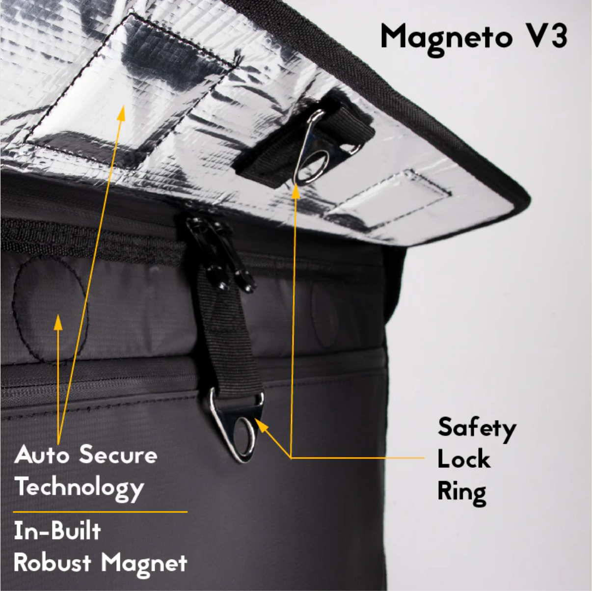 MFC 80L MAGNETO V3 Series Magnetic and Zip with Lock Ring Sling Food Delivery Thermal Bag