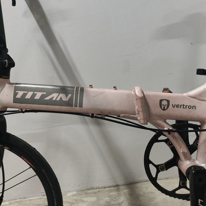 [20] Titan Vertron 9-Speed Foldable Bicycle (Light Pink) [Used]