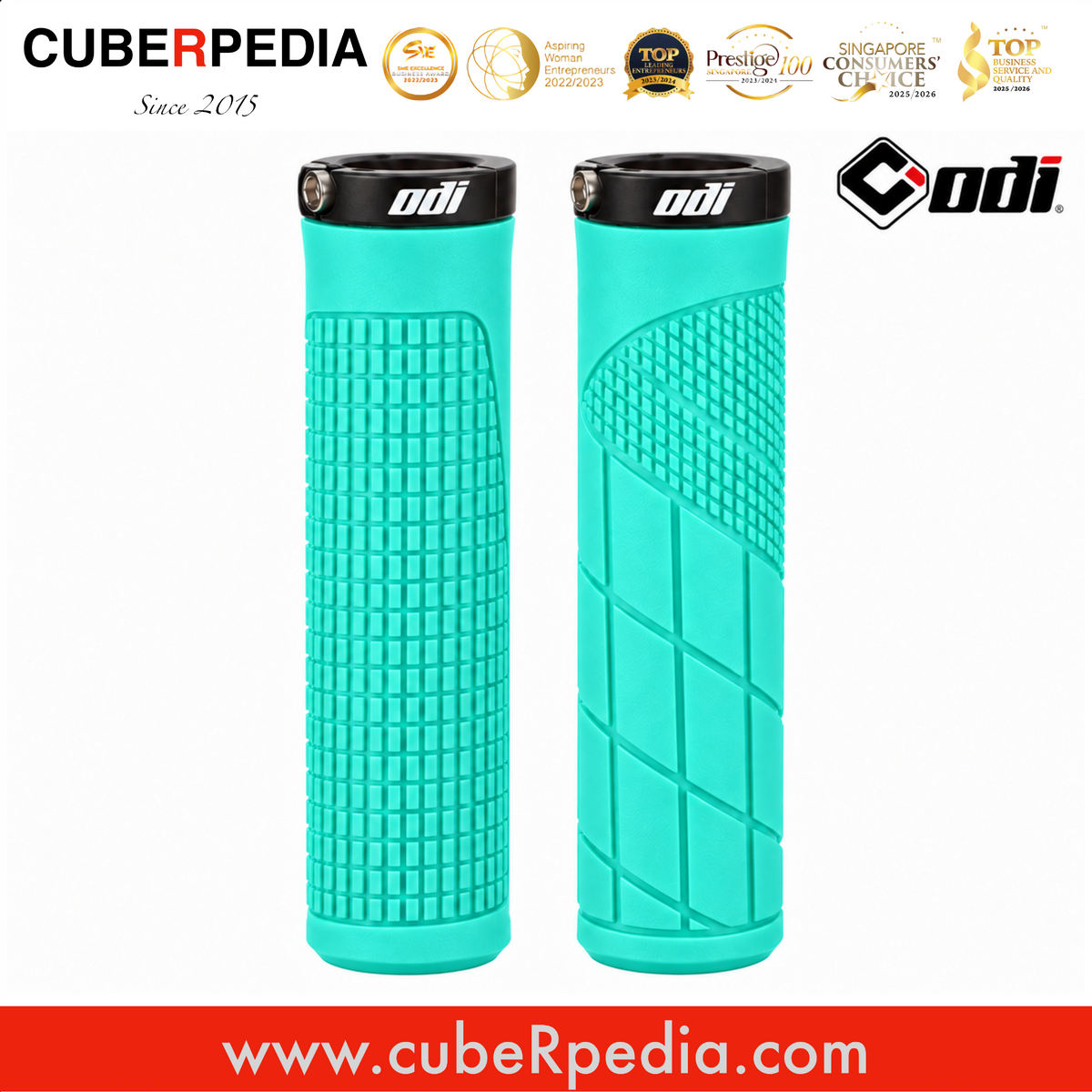 ODI OG-10 lock-on grip in Turquoise, one pair
